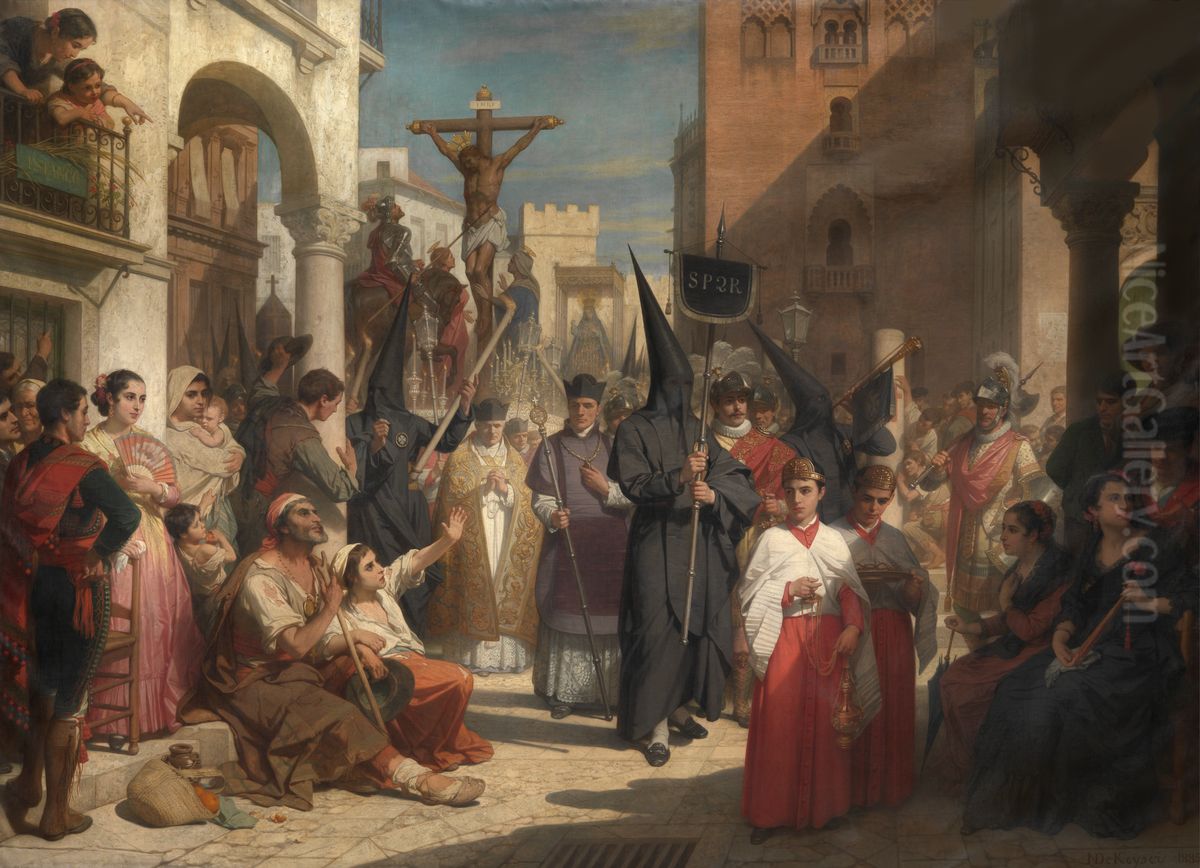 Processie van Goede Vrijdag in Sevilla Oil Painting by Nicaise de Keyser