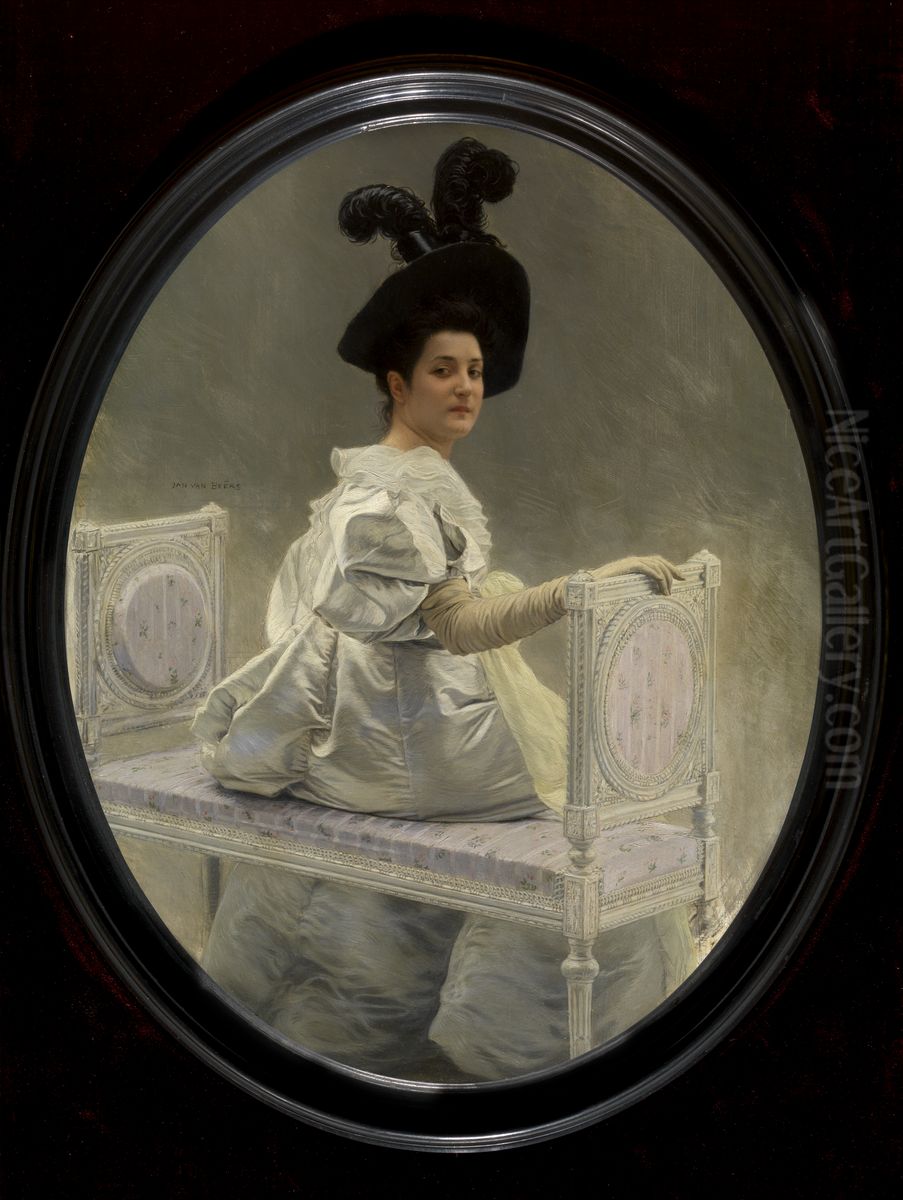 Woman in White Oil Painting by Jan van Beers