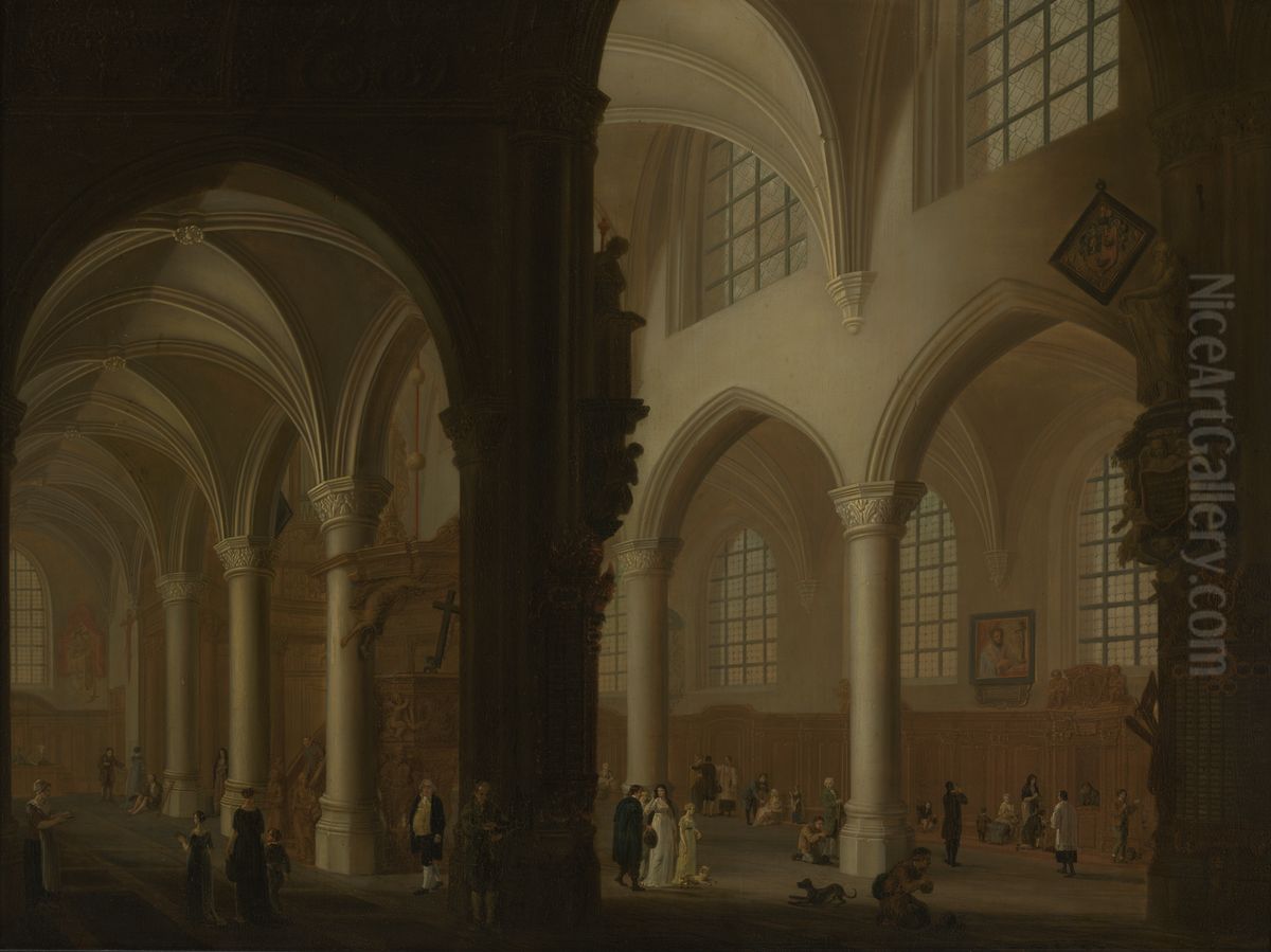 Interieur van de voormalige Sint-Joriskerk in Antwerpen Oil Painting by Petrus Johannes van Regemorter