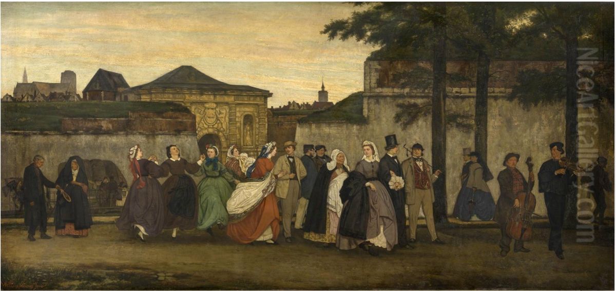 Antwerp wedding Oil Painting by Willem Linnig Junior