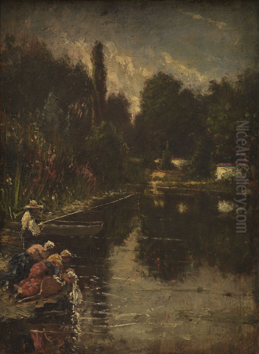 Wasvrouwen Oil Painting by Thomas Couture