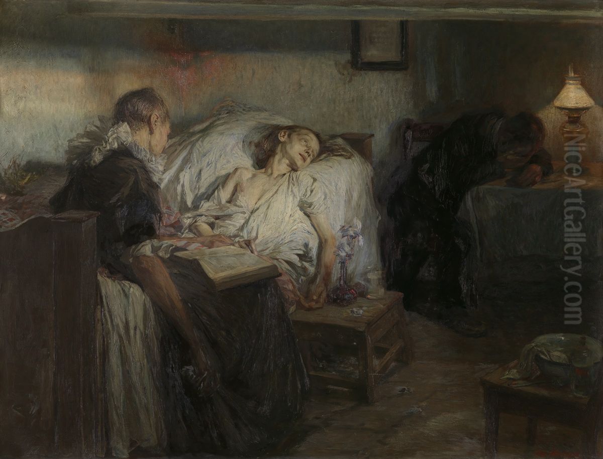 De dood nadert Oil Painting by Otto Heichert