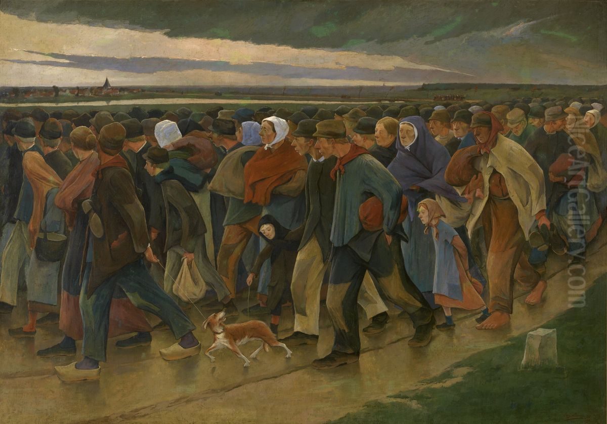 Emigrants - Last glance Oil Painting by Eugene Laermans