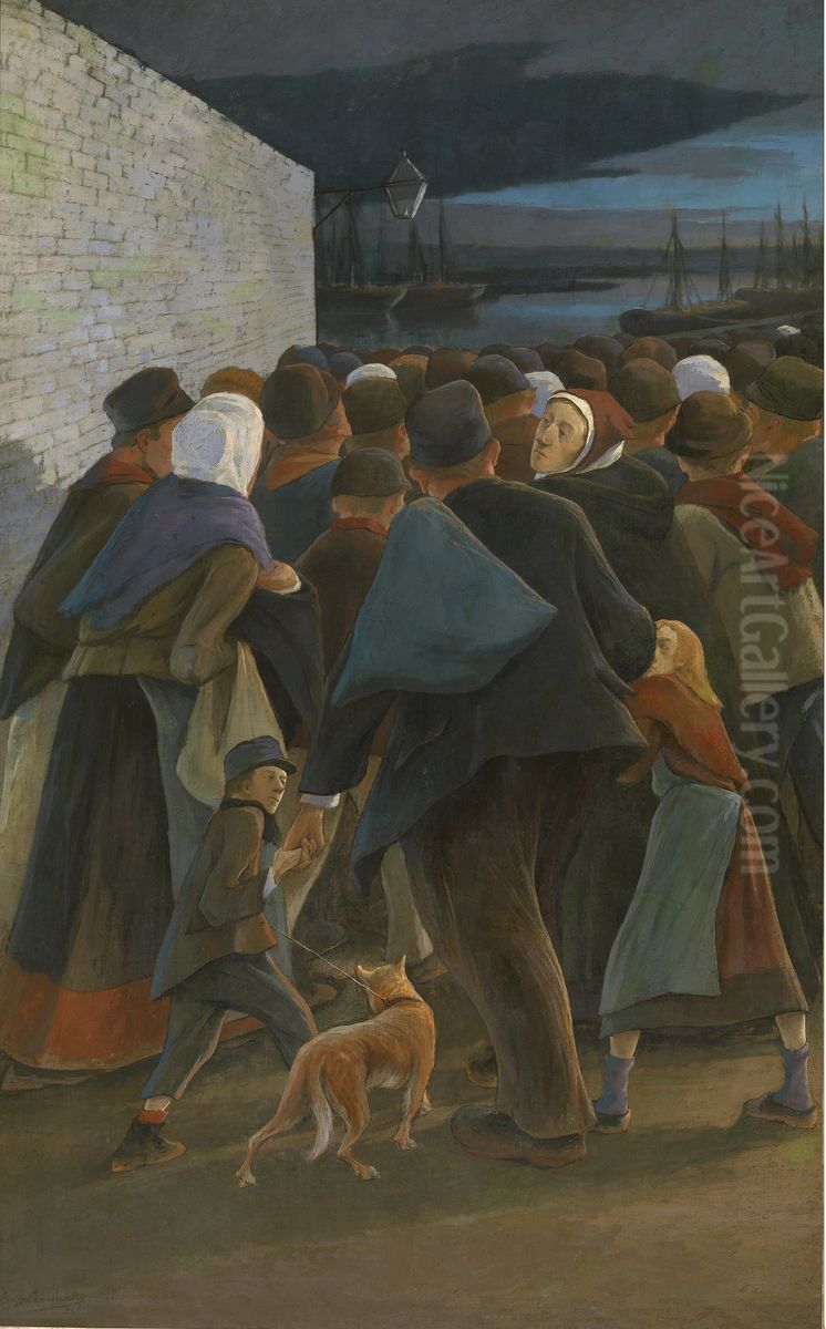 Emigrants - To the port Oil Painting by Eugene Laermans