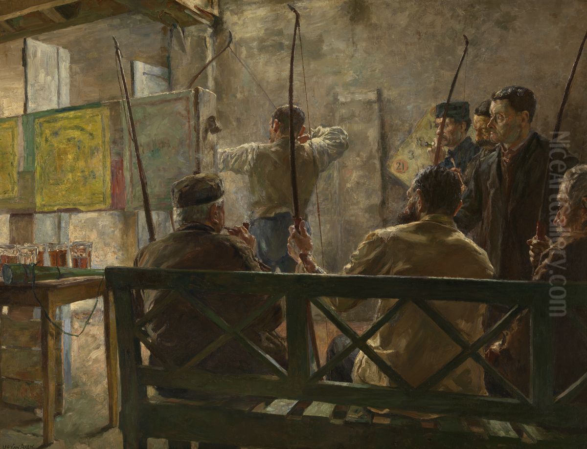 Handboogschutters Oil Painting by Leo Van Aken