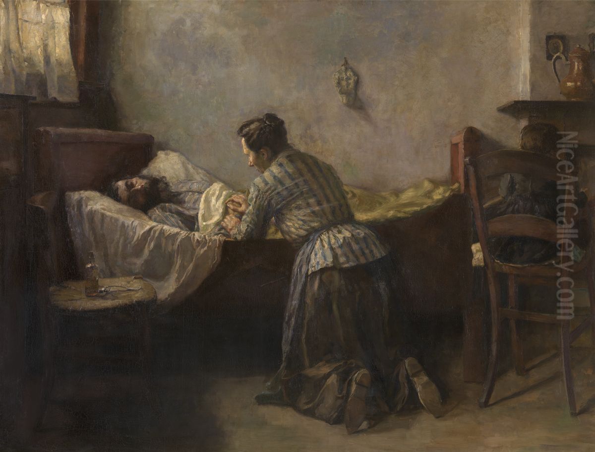 Zieke man Oil Painting by Leo Van Aken