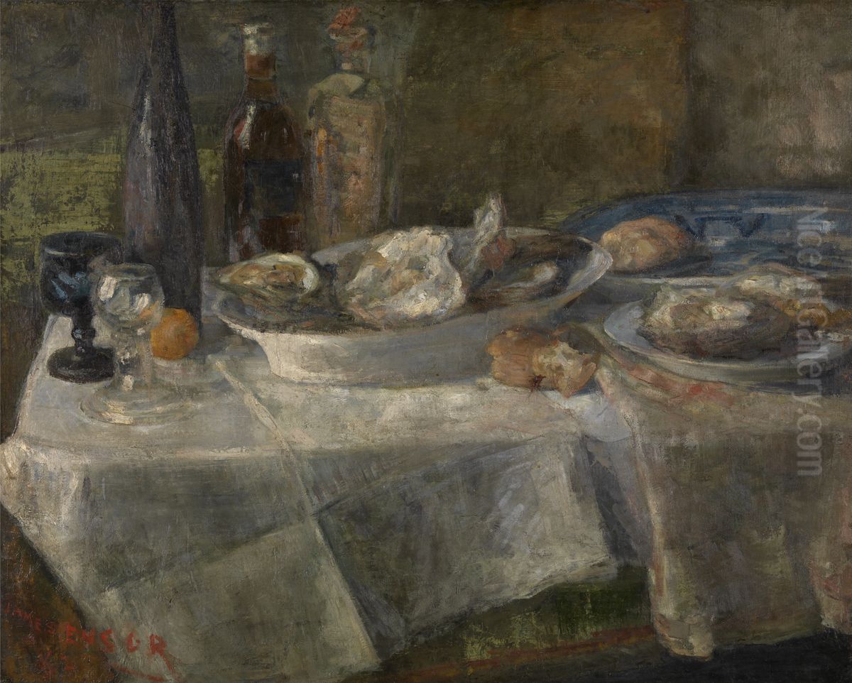 Stilleven met oesters Oil Painting by James Ensor
