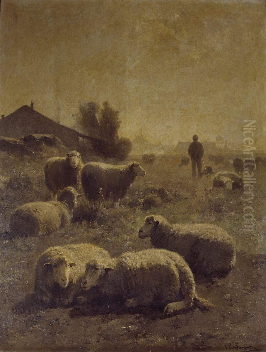 The Flock Oil Painting by Cornelius Van Leemputten