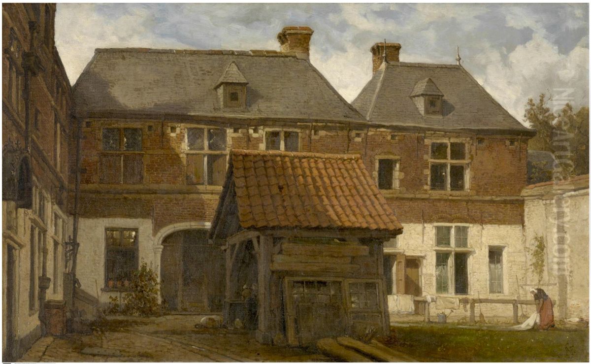 Sint-Annagodshuis in the Otto Veniusstraat, Antwerp Oil Painting by Hendrik Frans Schaefels