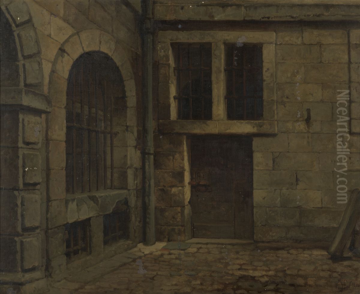 Oude binnenkoer van het stadhuis in Antwerpen Oil Painting by Hendrik Frans Schaefels