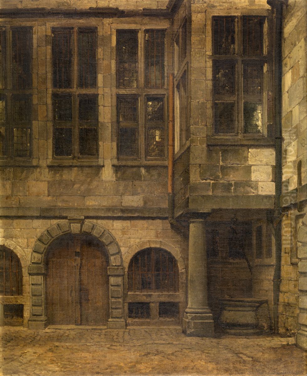 Old Courtyard of Antwerp Town Hall Oil Painting by Hendrik Frans Schaefels