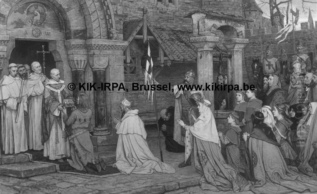 Thierry of Alsace Brings the Holy Blood to Bruges Oil Painting by Albrecht De Vriendt