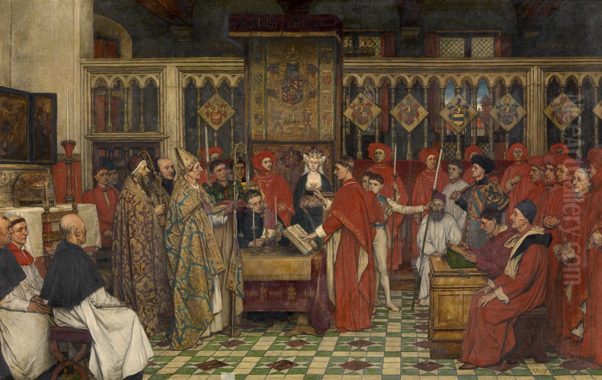 Het eerste kapittel van het Gulden Vlies Oil Painting by Albrecht De Vriendt