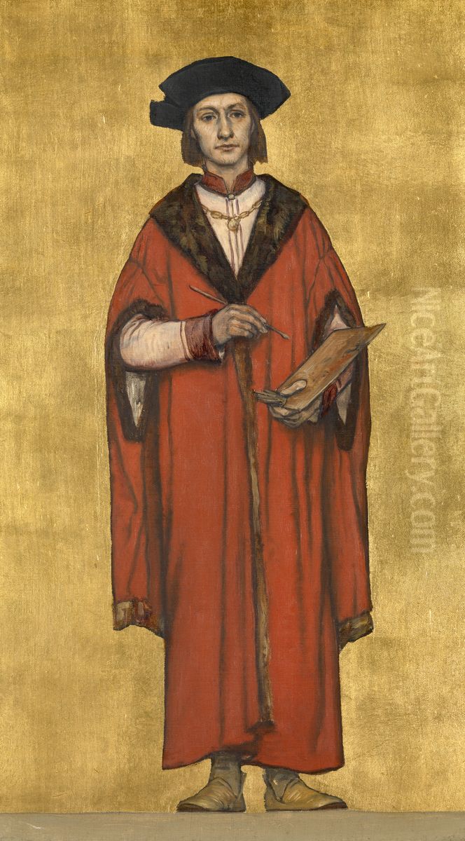 De schilder Jan van Eyck Oil Painting by Albrecht De Vriendt