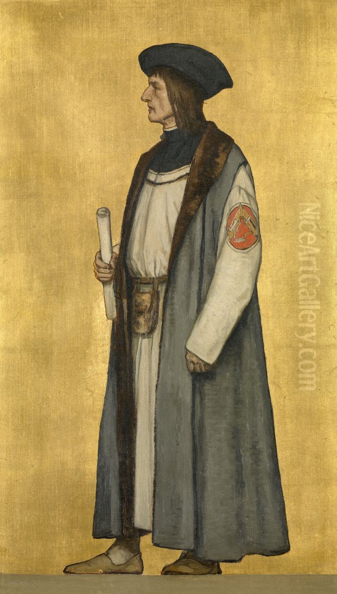 De architect Jan van Oudenaerde Oil Painting by Albrecht De Vriendt