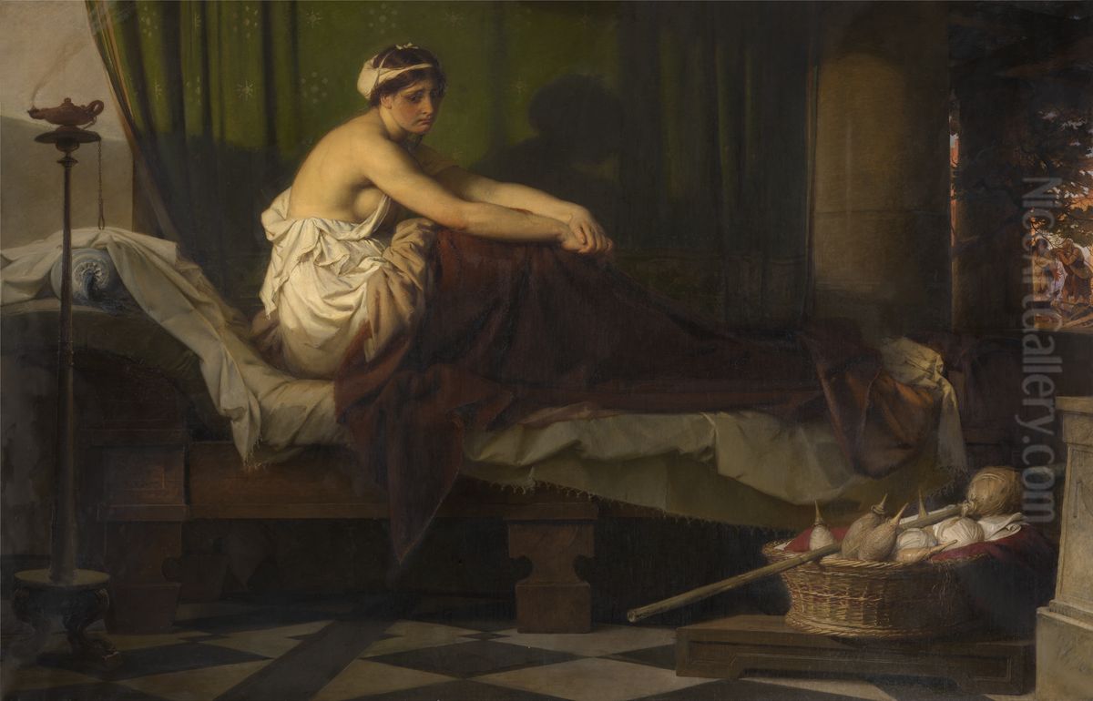 Penelope wacht bij haar ontwaken op de terugkeer van Odysseus Oil Painting by Eduard Bendemann