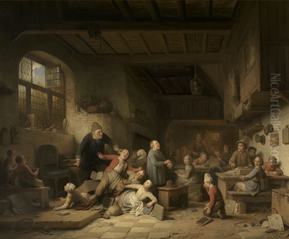 De dorpsschool Oil Painting by Ferdinand de Braekeleer