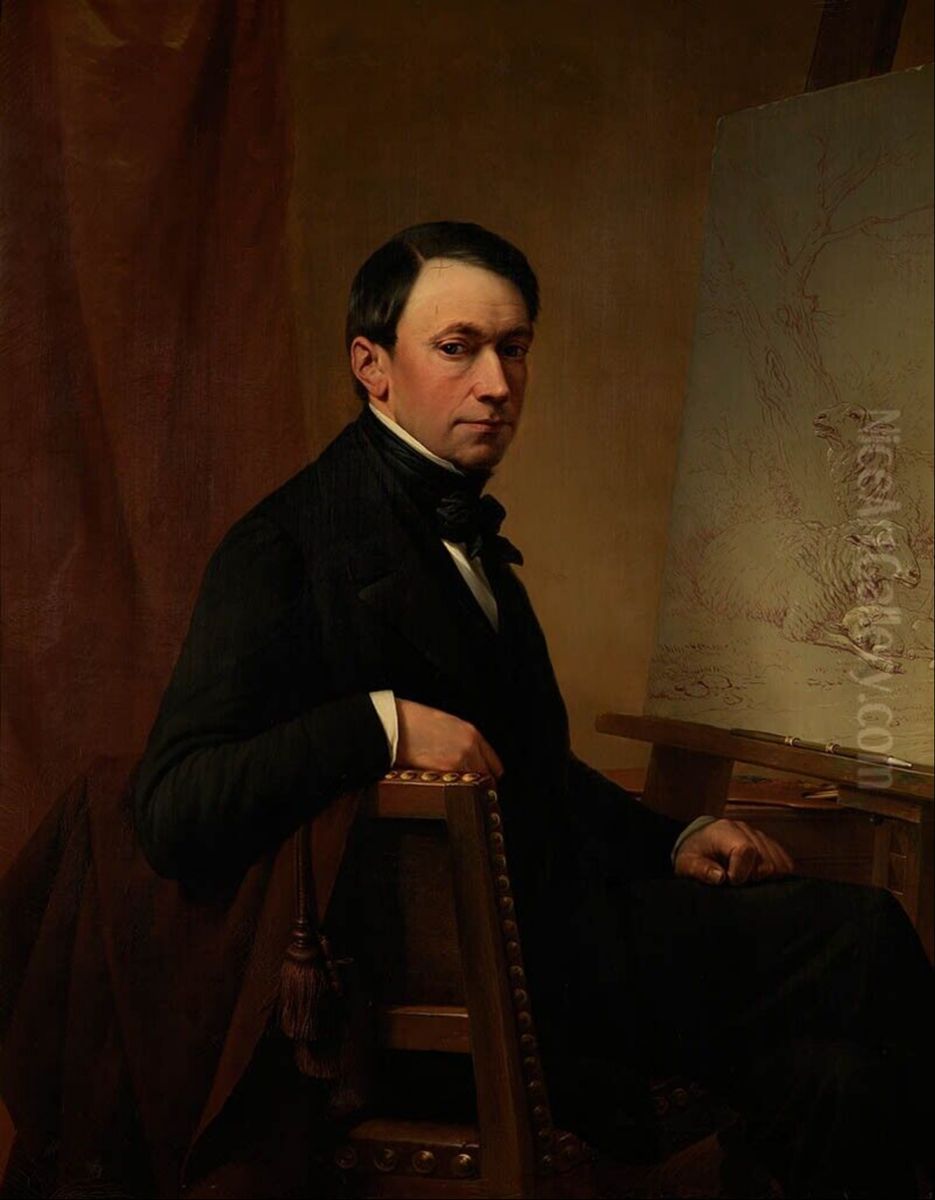 Self-portrait Oil Painting by Eugene Verboeckhoven