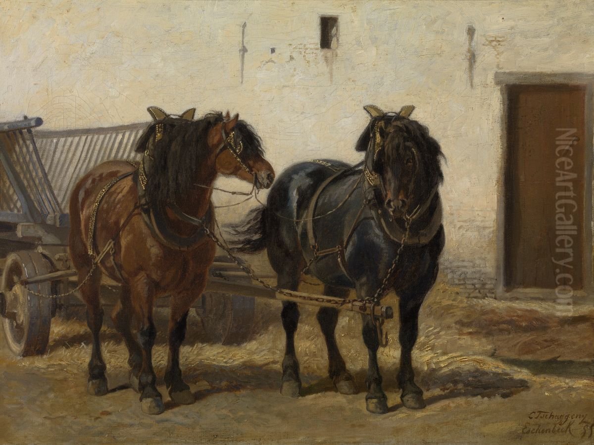 Paardenspan Oil Painting by Charles Tschaggeny