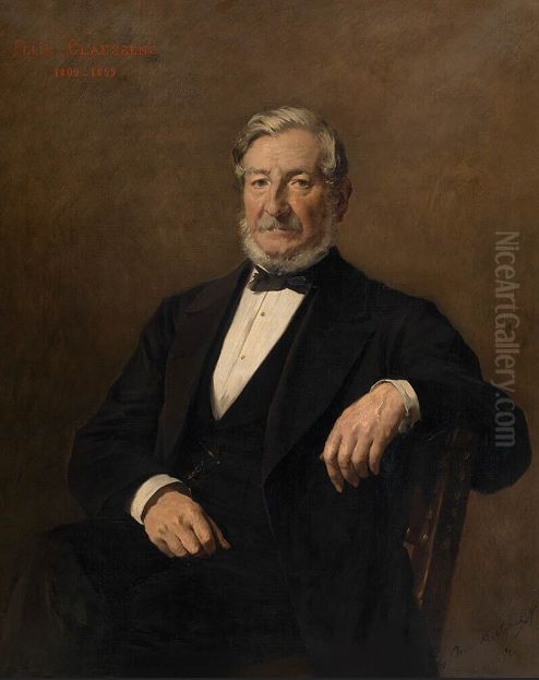 Portrait of Felix Claessens, uncle of the painter Oil Painting by Alexandre Markelbach