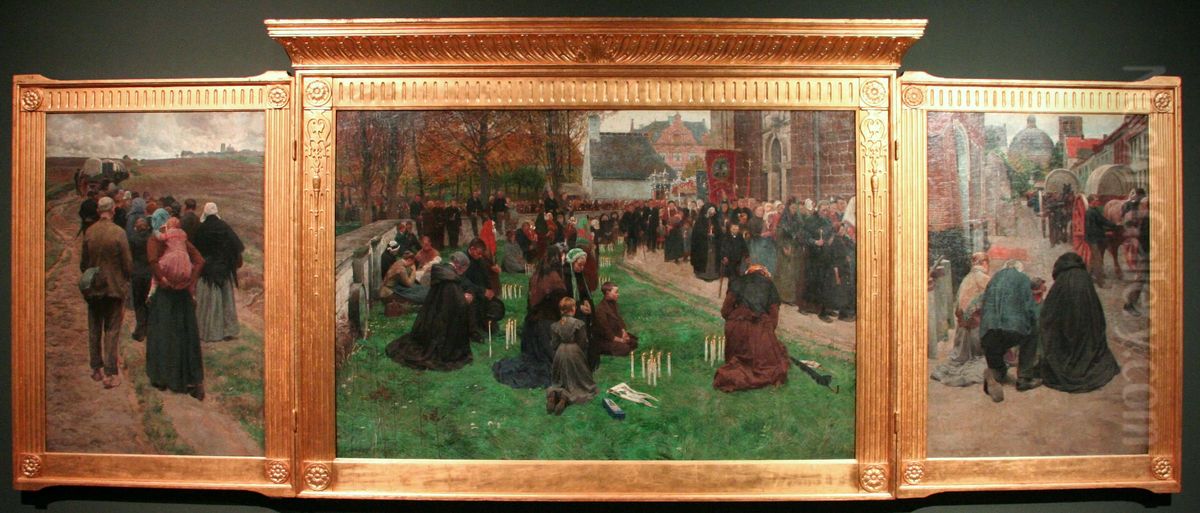 Candle Procession at Scherpenheuvel Oil Painting by Frans Van Leemputten