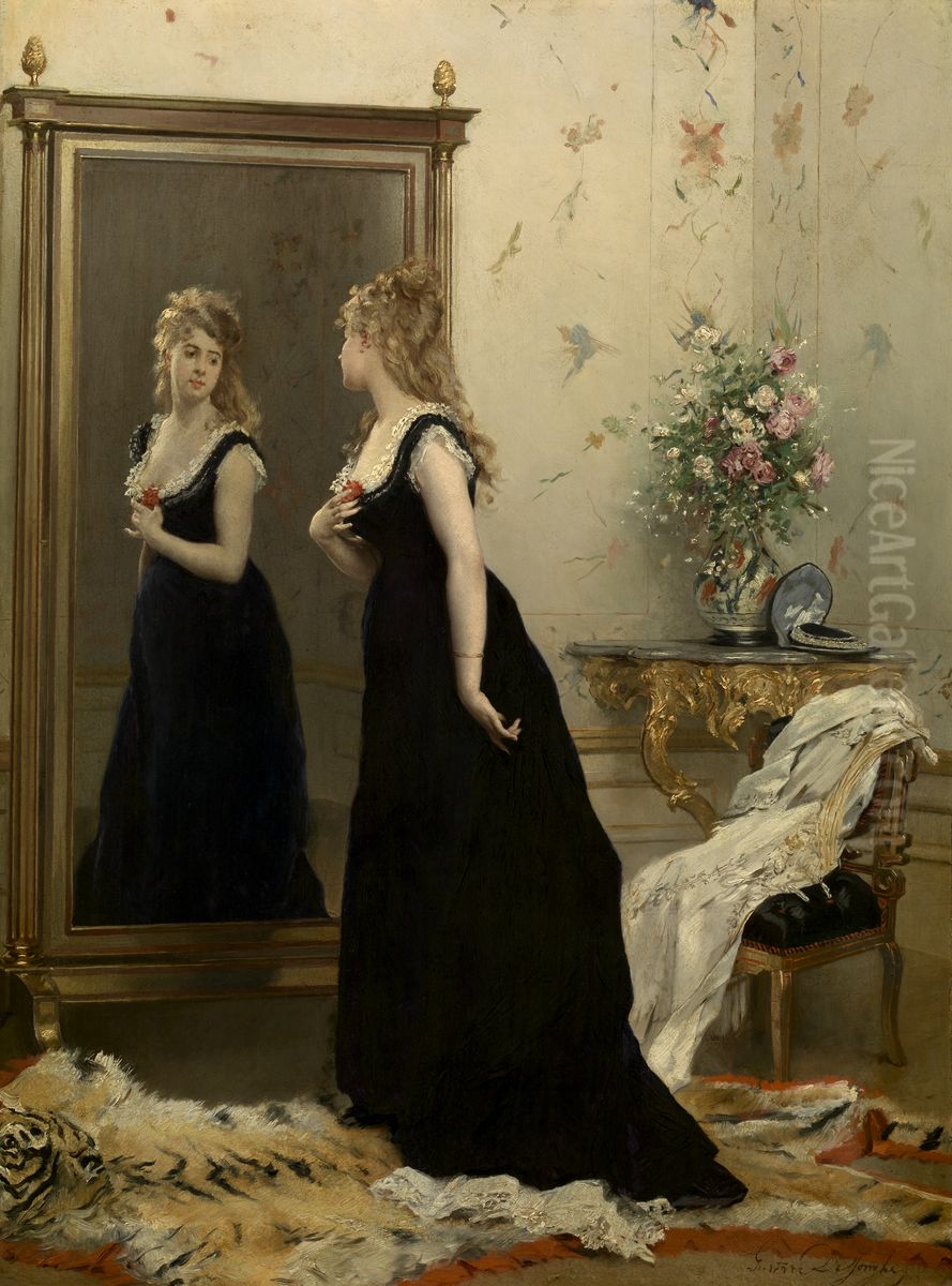 Voor de spiegel Oil Painting by Gustave Leonard de Jonghe