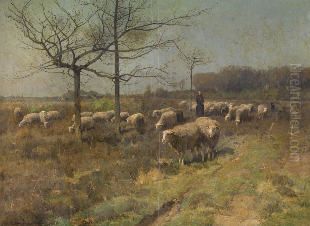 A Sunny Day in March Oil Painting by Cornelius Van Leemputten