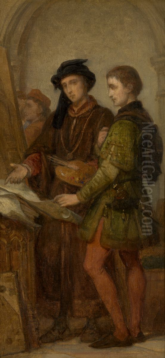 The Painters Jan van Eyck and Rogier van der Weyden Oil Painting by Nicaise de Keyser