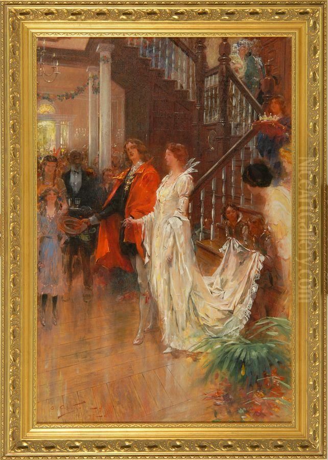 Colonial Ball Oil Painting by Jean Andre Castaigne