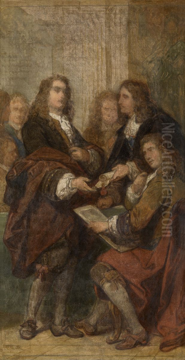 De graveur Gerard Edelinck in Parijs Oil Painting by Nicaise de Keyser