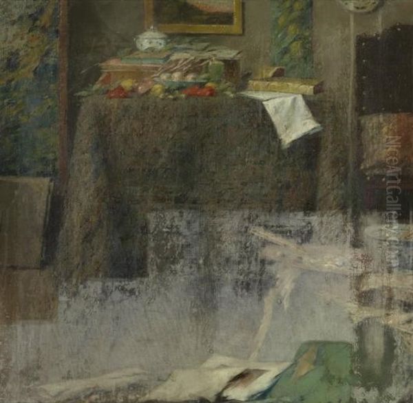 Still life in an artist studio Oil Painting by Alfred Verhaeren
