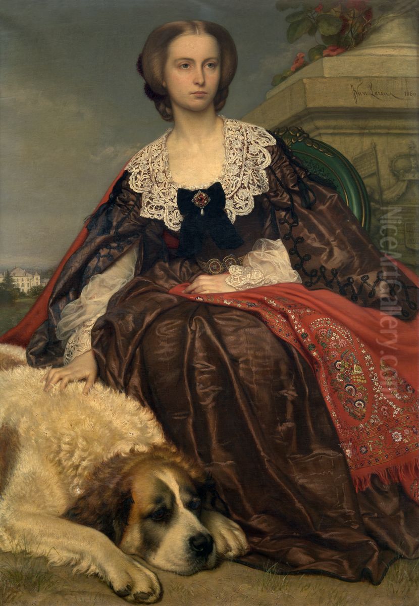 Princess Herminie de Looz et Corswarem Oil Painting by Jozef Van Lerius