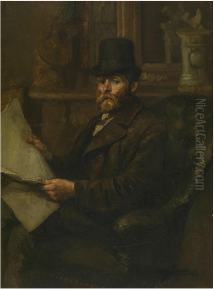 The sculptor Robert Fabri Oil Painting by Jan Stobbaerts