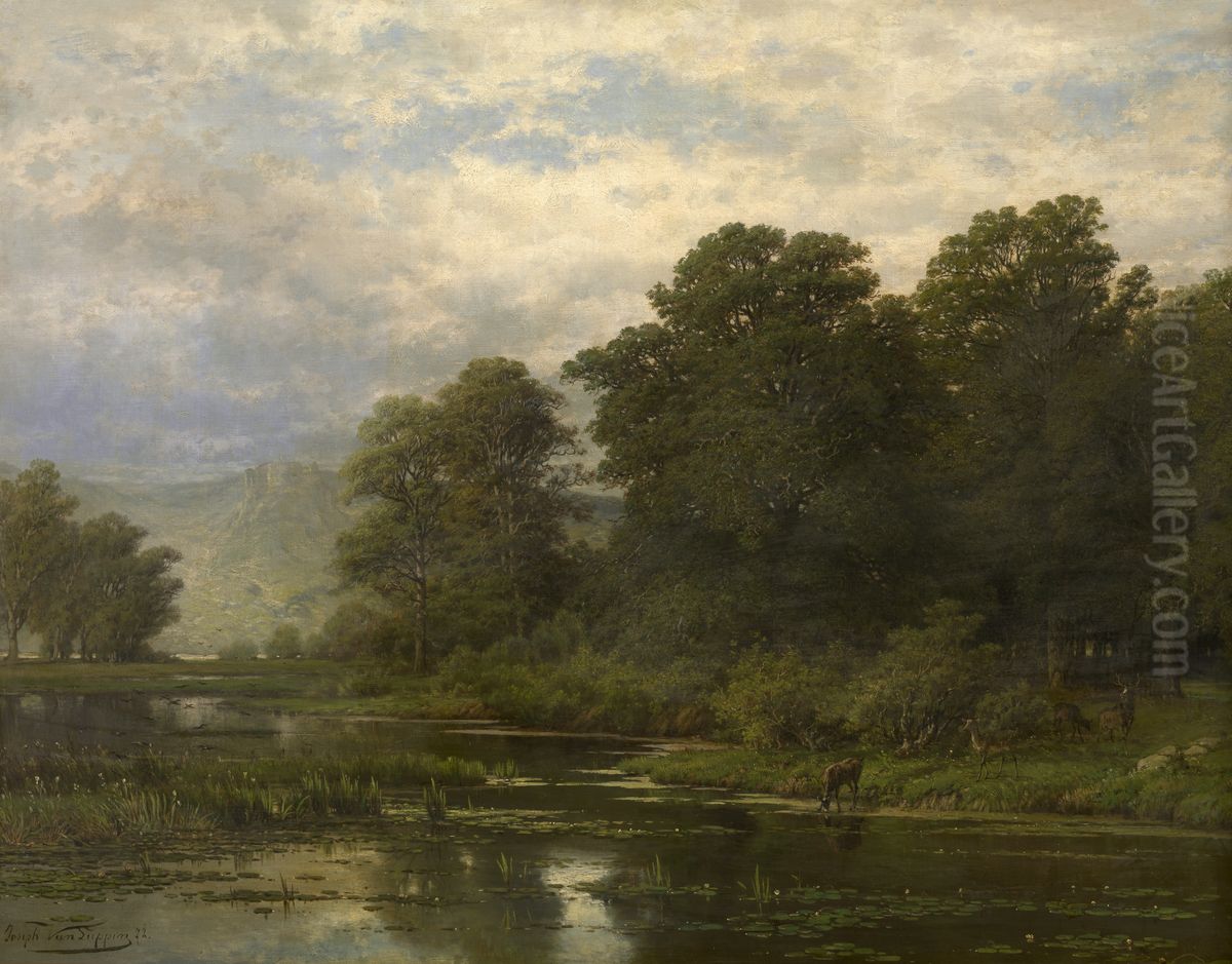 Landschap Oil Painting by Joseph Van Luppen