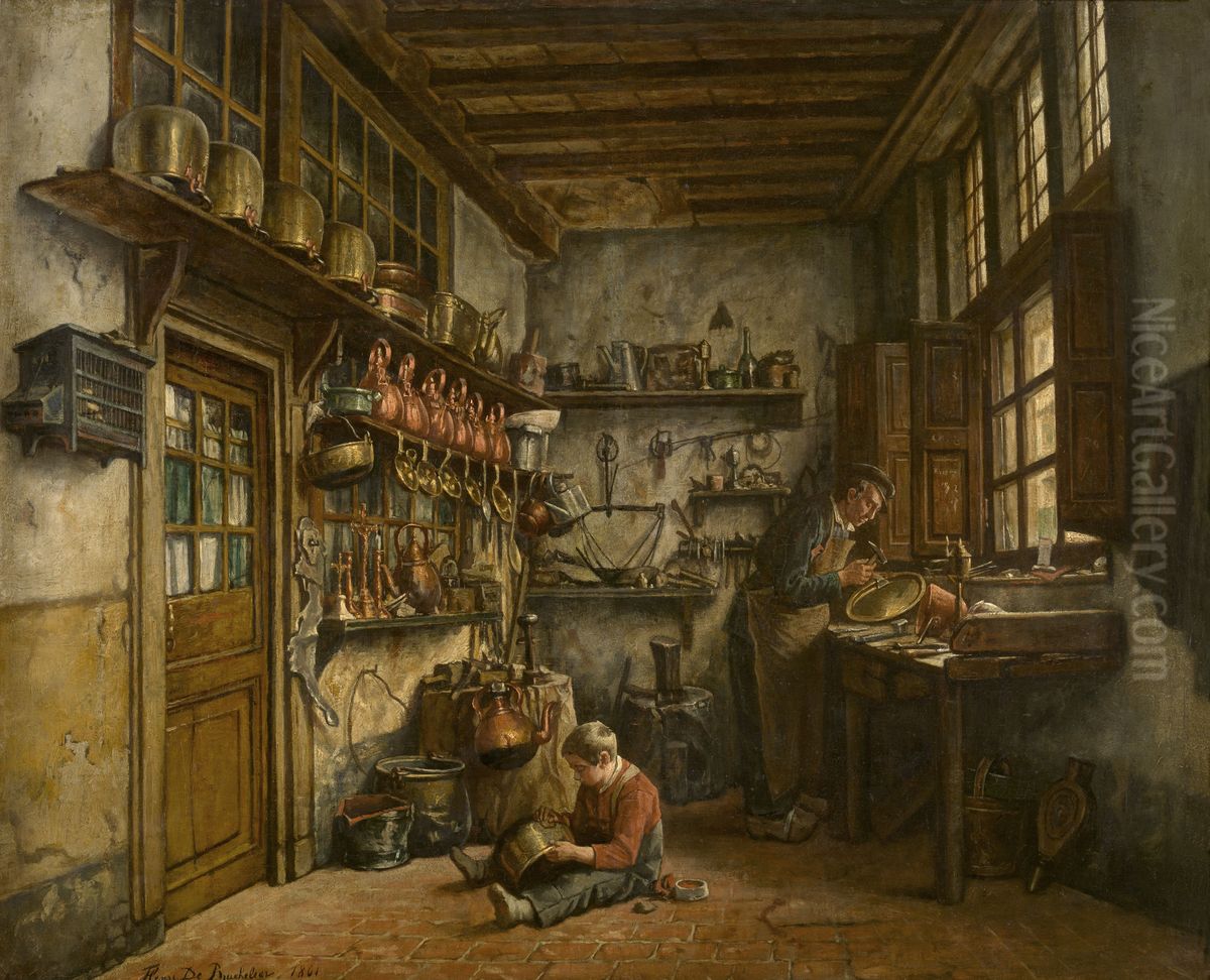 De koperslager Oil Painting by Henri de Braekeleer