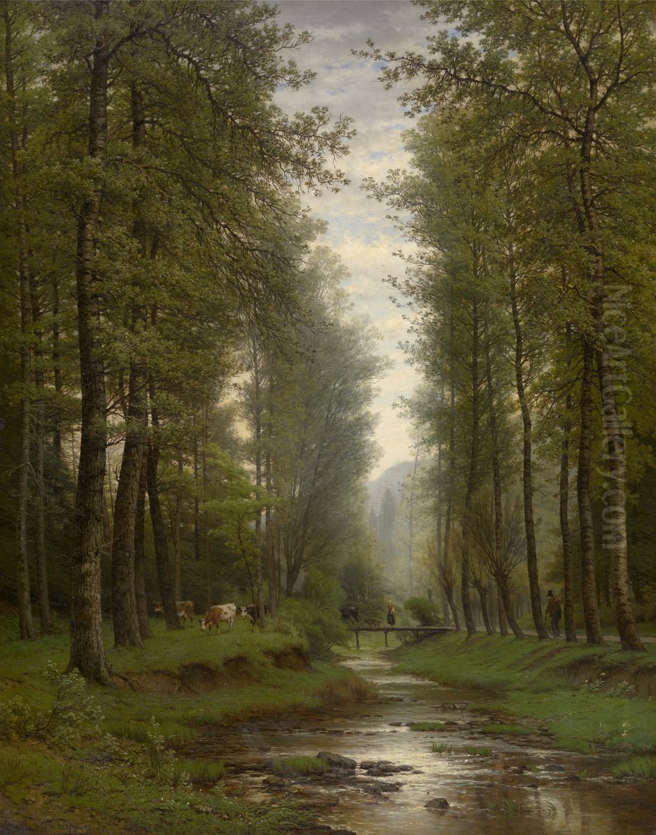 Brook in the Forest Oil Painting by Joseph Van Luppen
