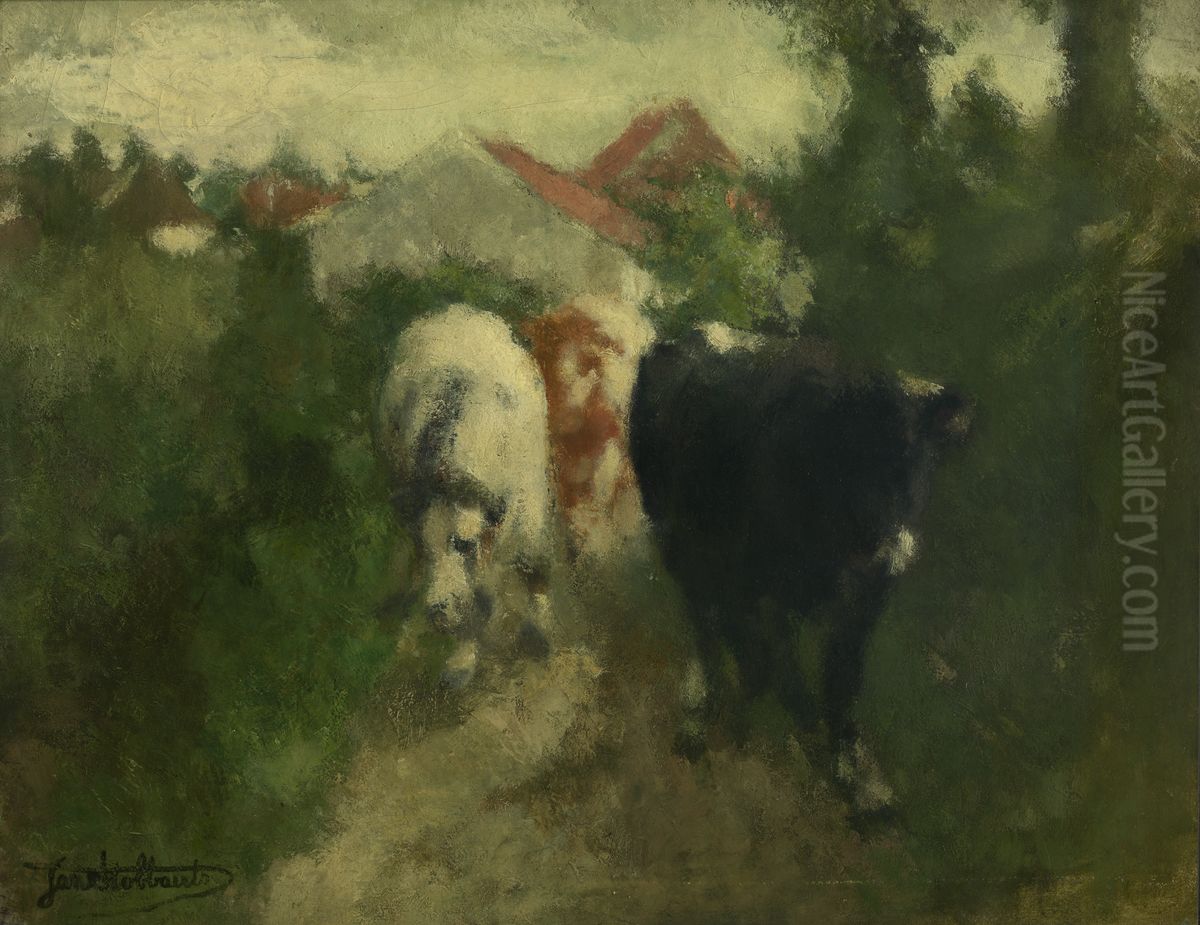 Sunken Road Oil Painting by Jan Stobbaerts