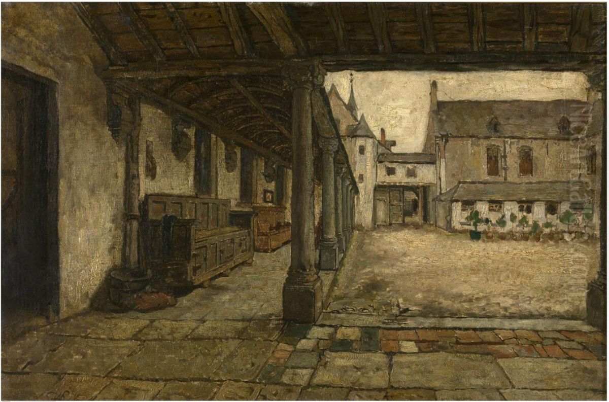 Old monastery in Lier Oil Painting by Willem Linnig Junior