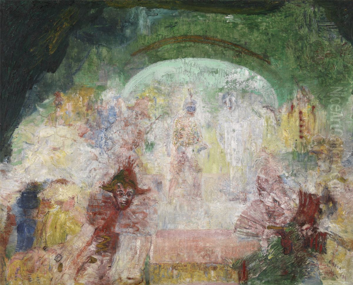 Maskertoneel Oil Painting by James Ensor