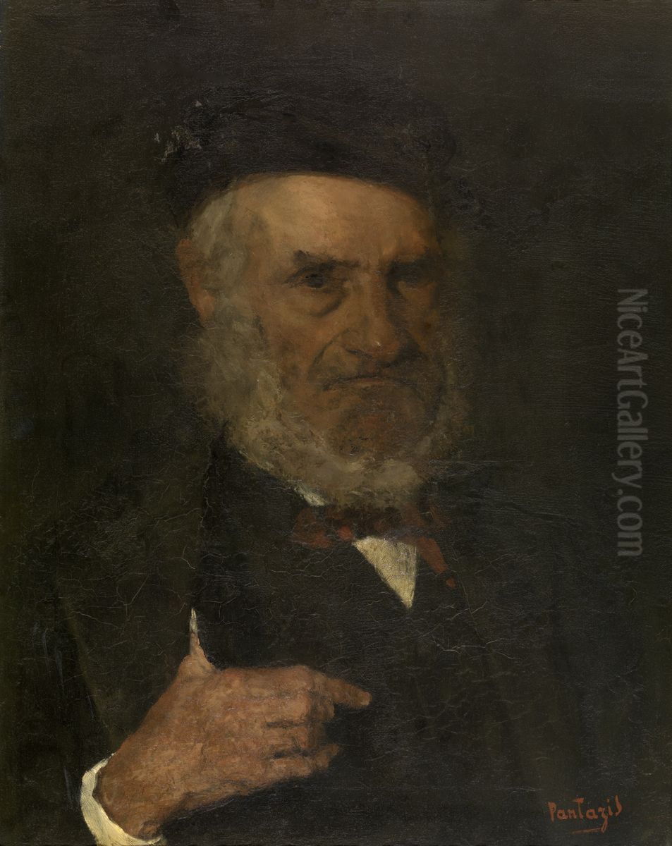 Man with Beret Oil Painting by Pericles Pantazis