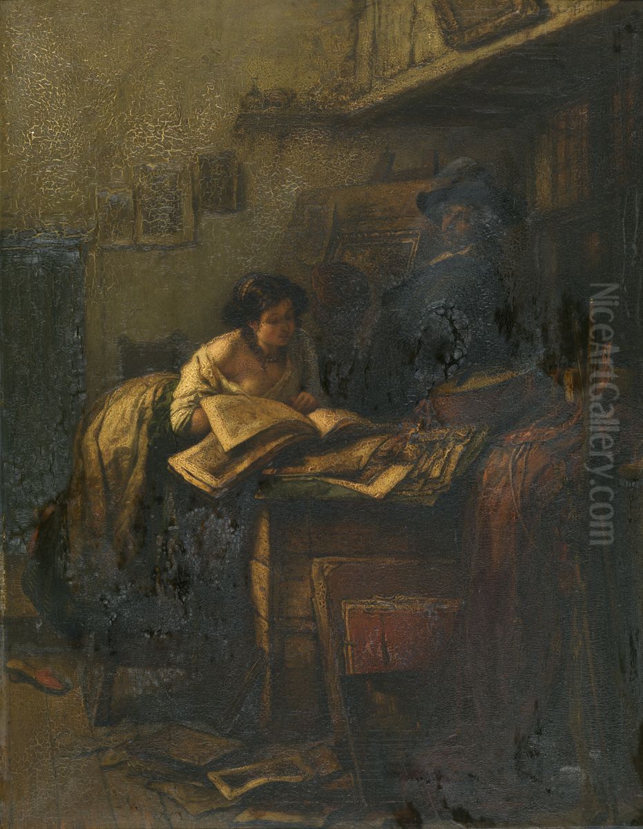 Atelier Oil Painting by Jan August Hendrik Leys