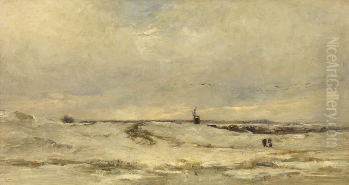 Snow Oil Painting by Louis Artan