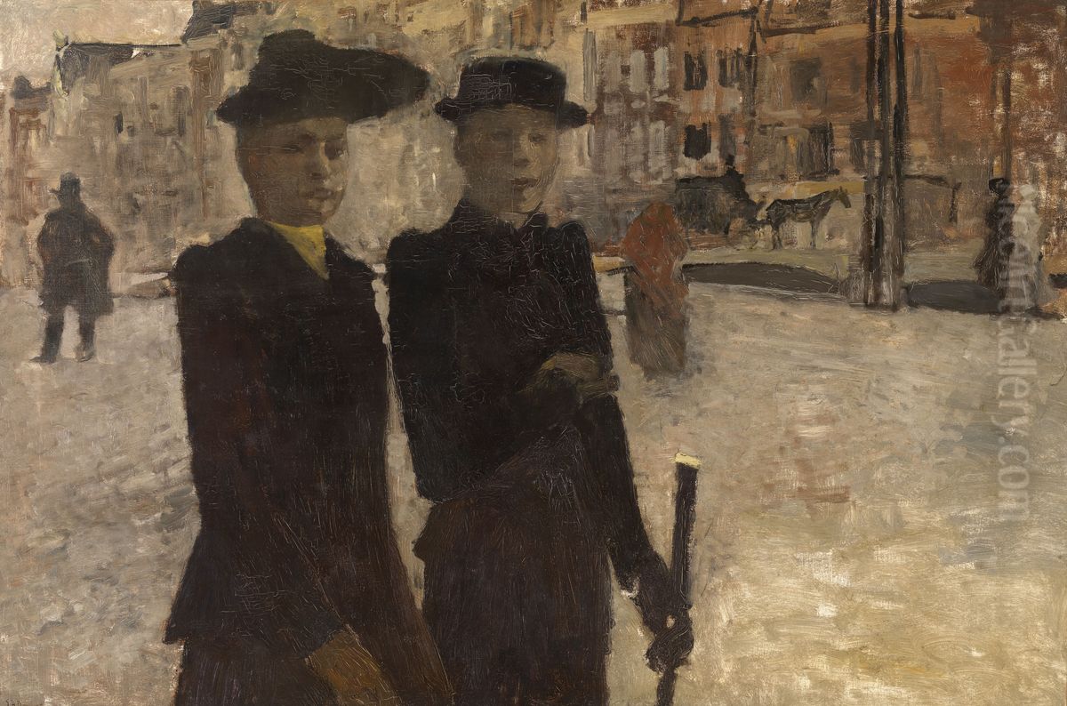 Vrouwen op het Rokin, Amsterdam Oil Painting by George Hendrik Breitner
