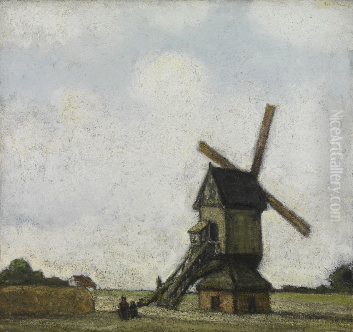 Windmill in the Kempen Oil Painting by Jakob Smits
