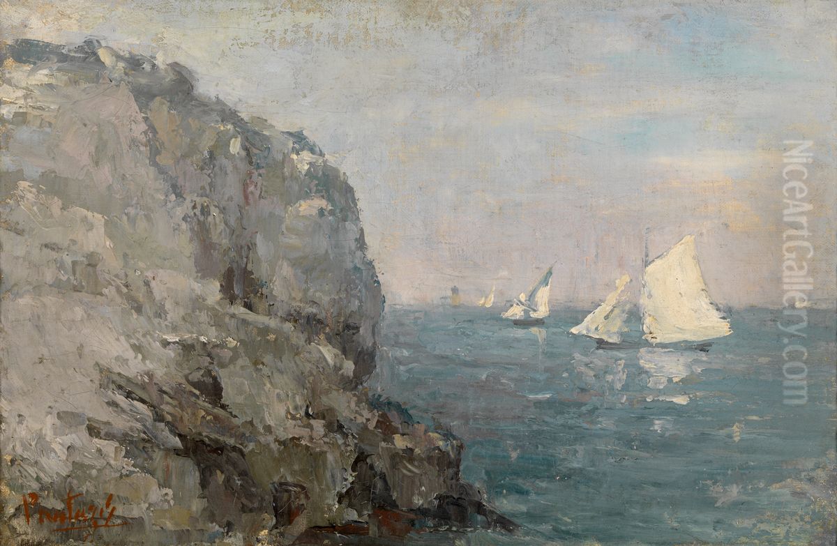 De rotsmuur Oil Painting by Pericles Pantazis
