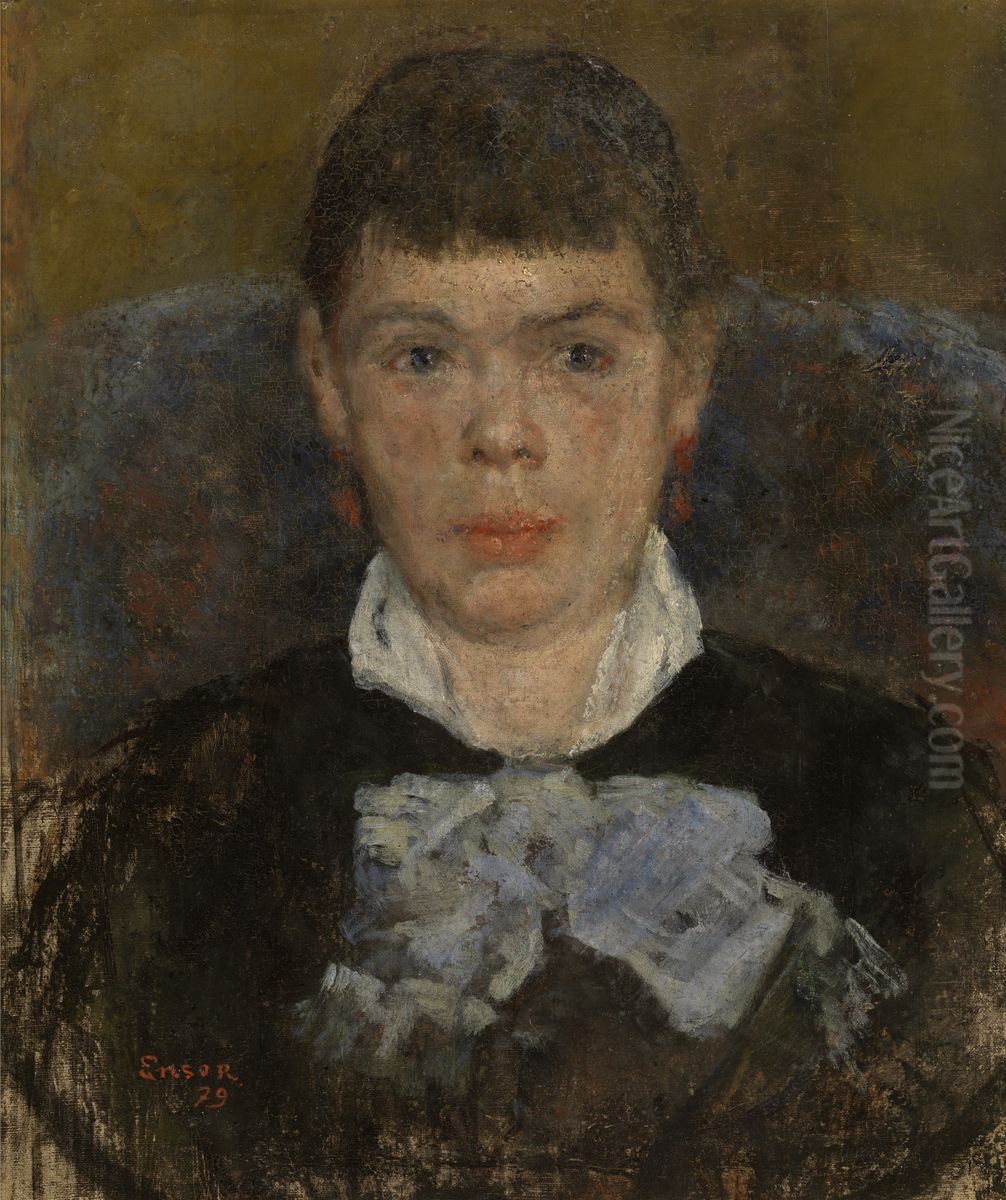 De vrouw met de wipneus Oil Painting by James Ensor