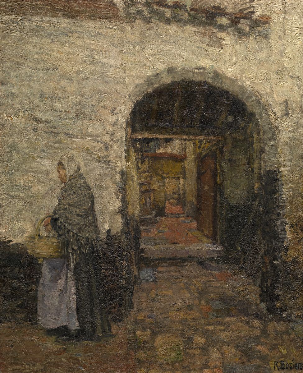 The Vlaaikensgang in Antwerp Oil Painting by Rene Bosiers