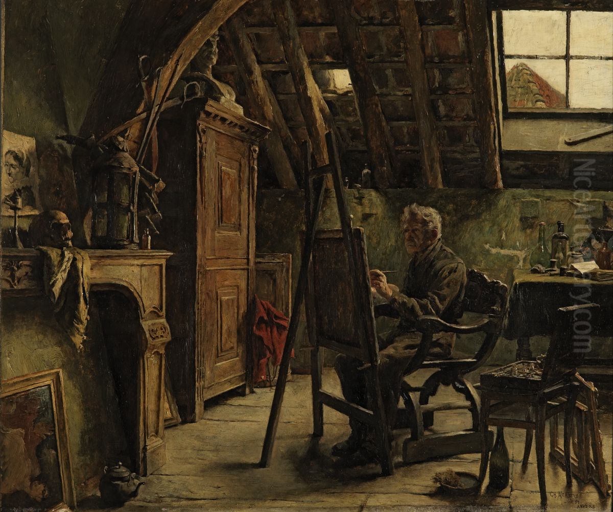 Workshop of a Painter Oil Painting by Charles Mertens
