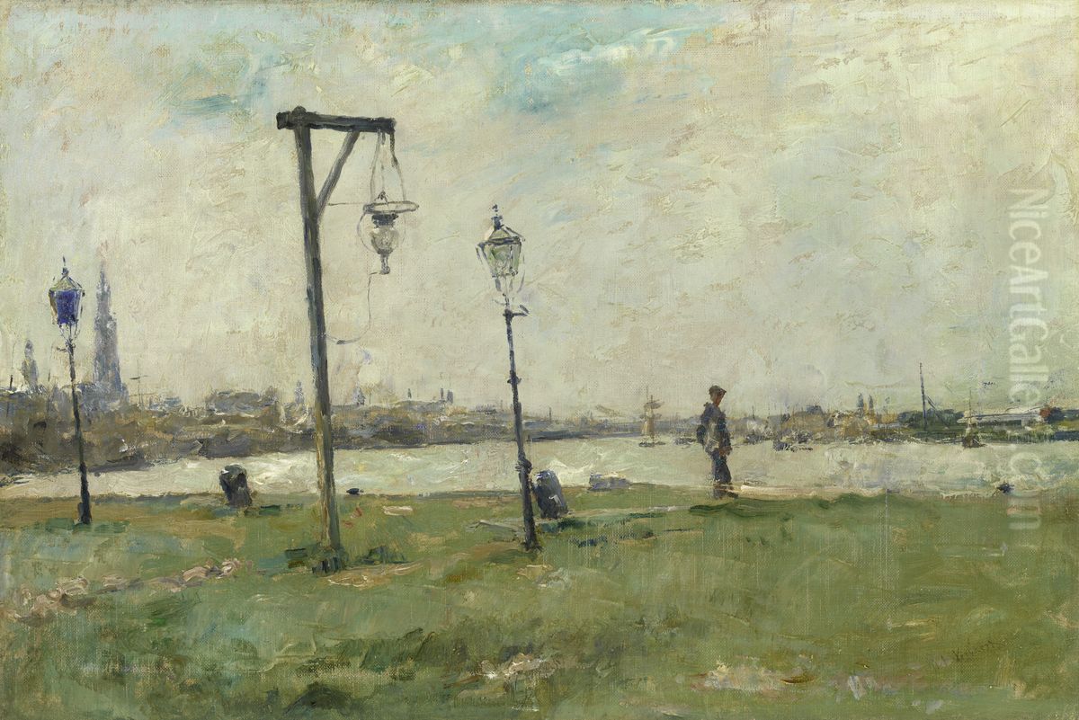 A View of Antwerp Oil Painting by Piet Verhaert