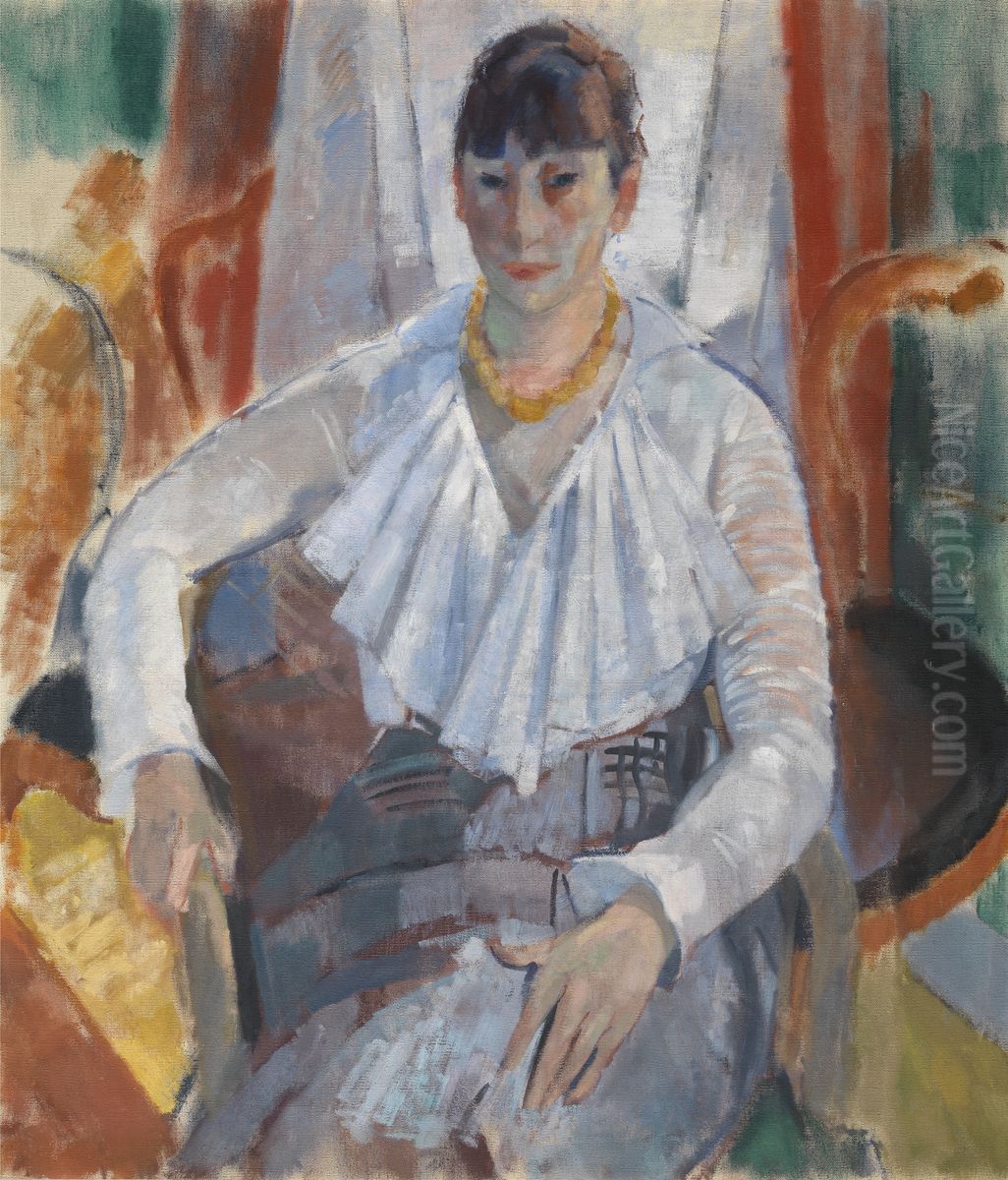 Woman in White Oil Painting by Rik Wouters